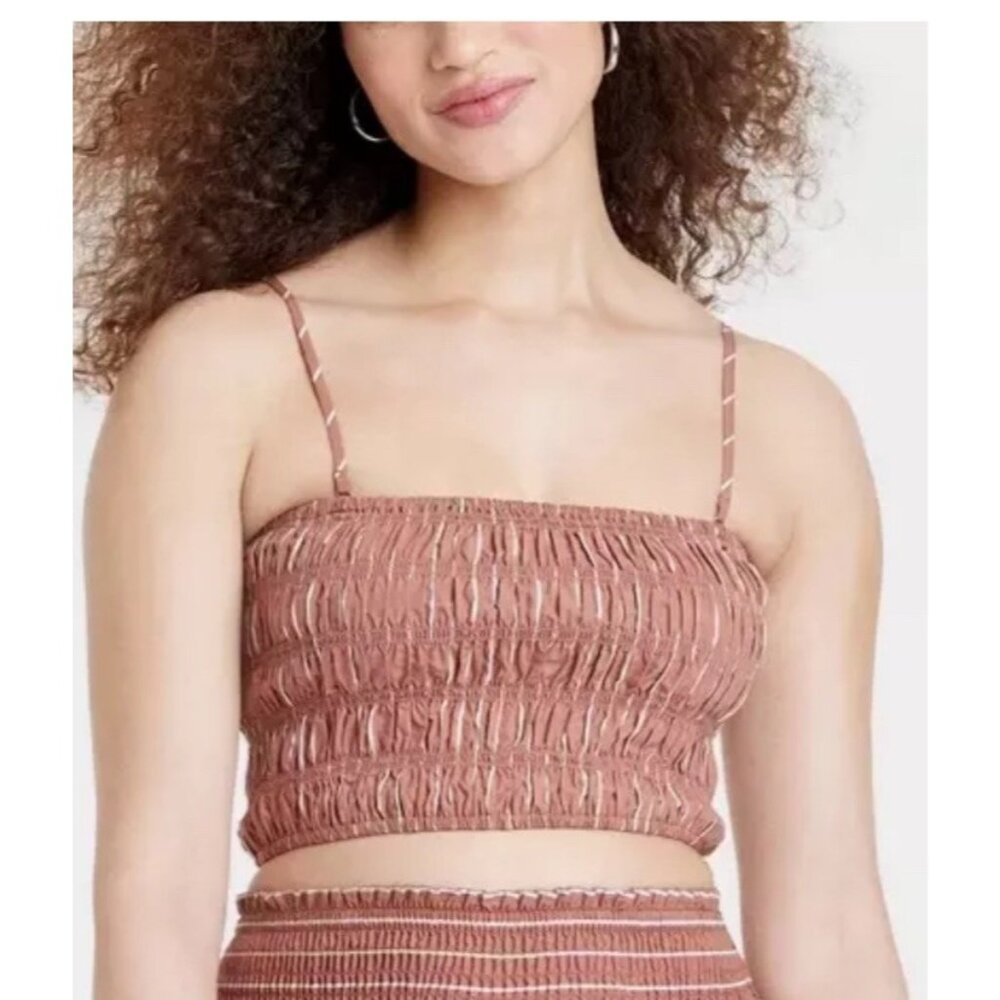 Smocked Crop Top Target Brand A New Day Clay And White Colors Size XL Y - Picture 1 of 7